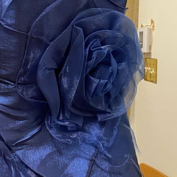 🌷 Daisy🌷 Beautiful Blue Flower Short Padded Formal Dress Wedding Prom - Picture 7 of 7